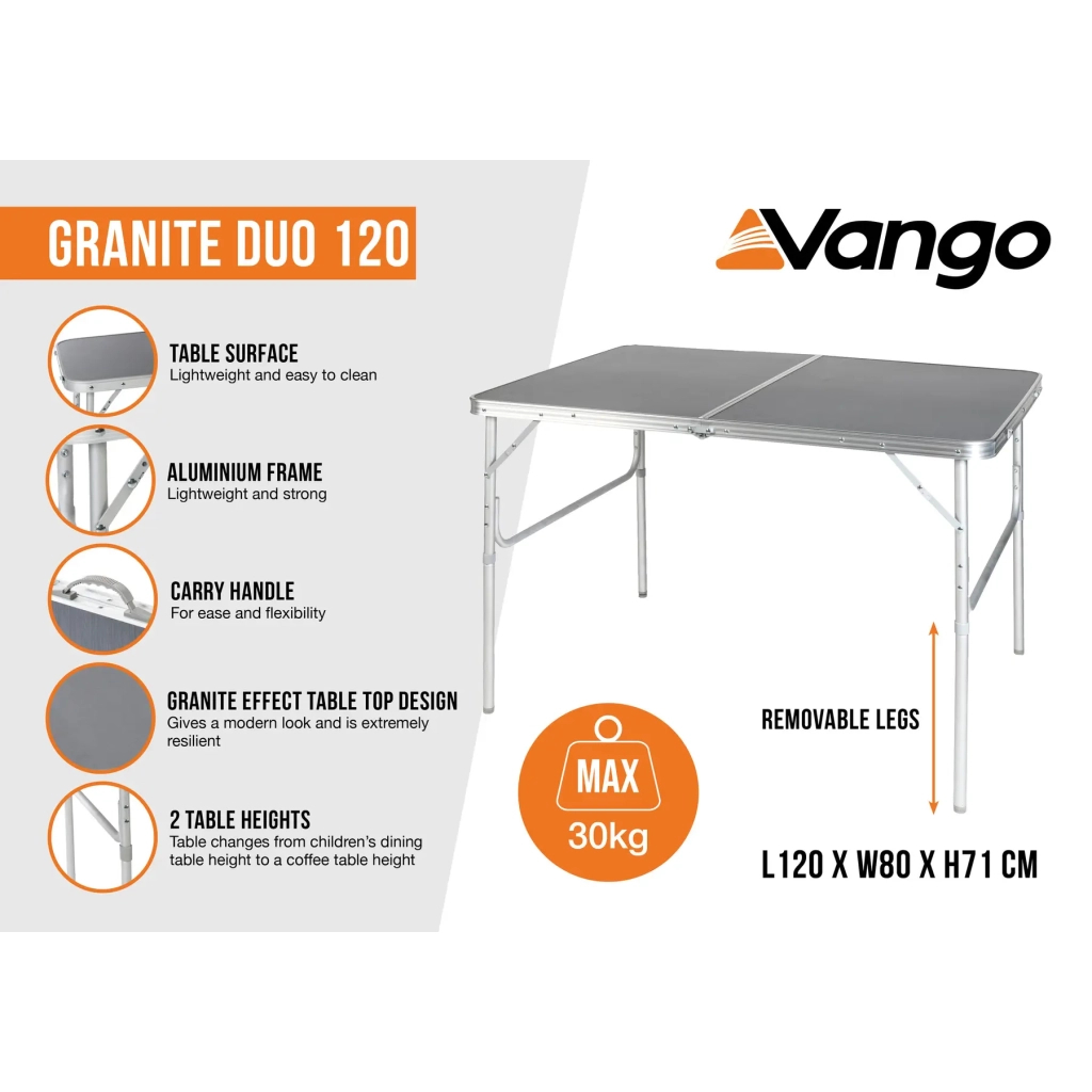 Туристичний стіл Vango Granite Duo 120 Table Excalibur (TBNGRANITE27086) (925345) - зображення 9