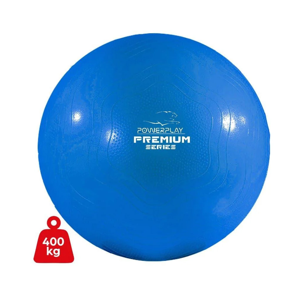 М'яч для фітнесу PowerPlay 4000 Premium 65см Blue + насос (PP_4000_65cm_Blue) - зображення 1