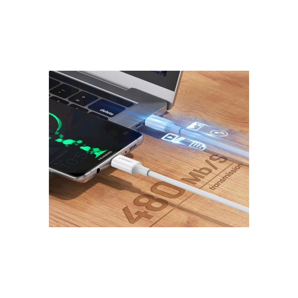 Дата кабель USB-C to USB-C 1.5m 5A 100W US300 white Ugreen (80370) - зображення 2