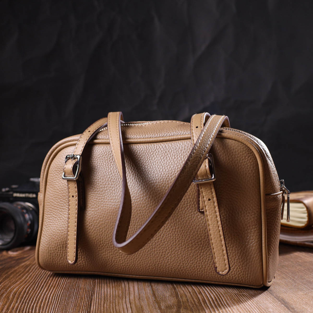 Сумка Vintage Ділова зі знімними ручками із натуральної шкіри Бежева (22077) - зображення 8