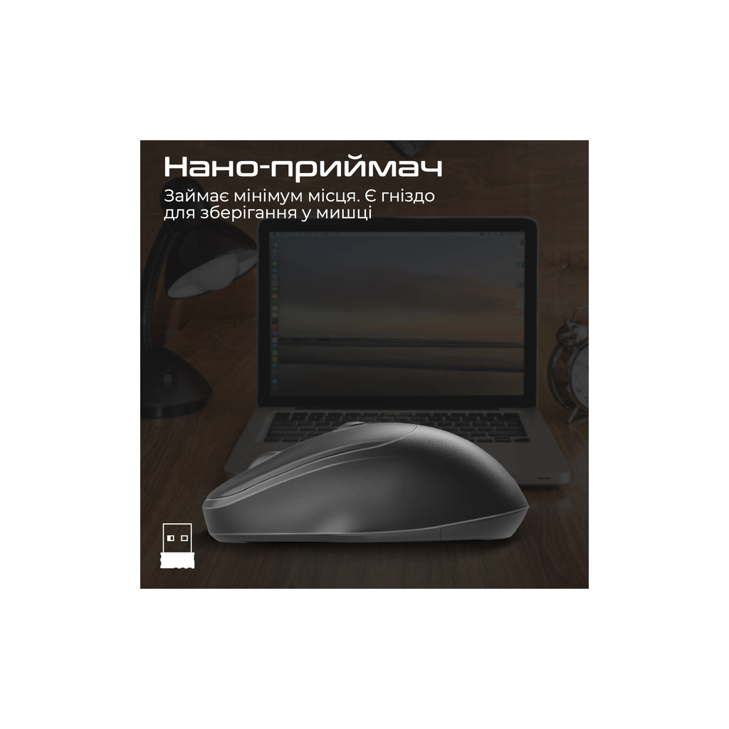 Мишка Promate UniGlide Wireless Black (uniglide.black) - зображення 8
