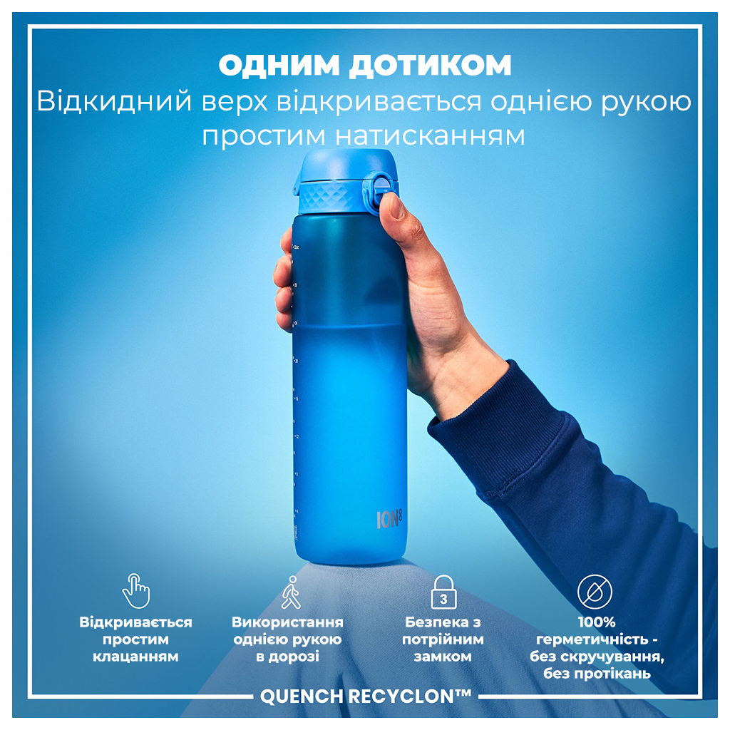Пляшка для води ION8 OneTouch 1000 мл BPA Free, Blue (I8RF1000BLU) - зображення 2