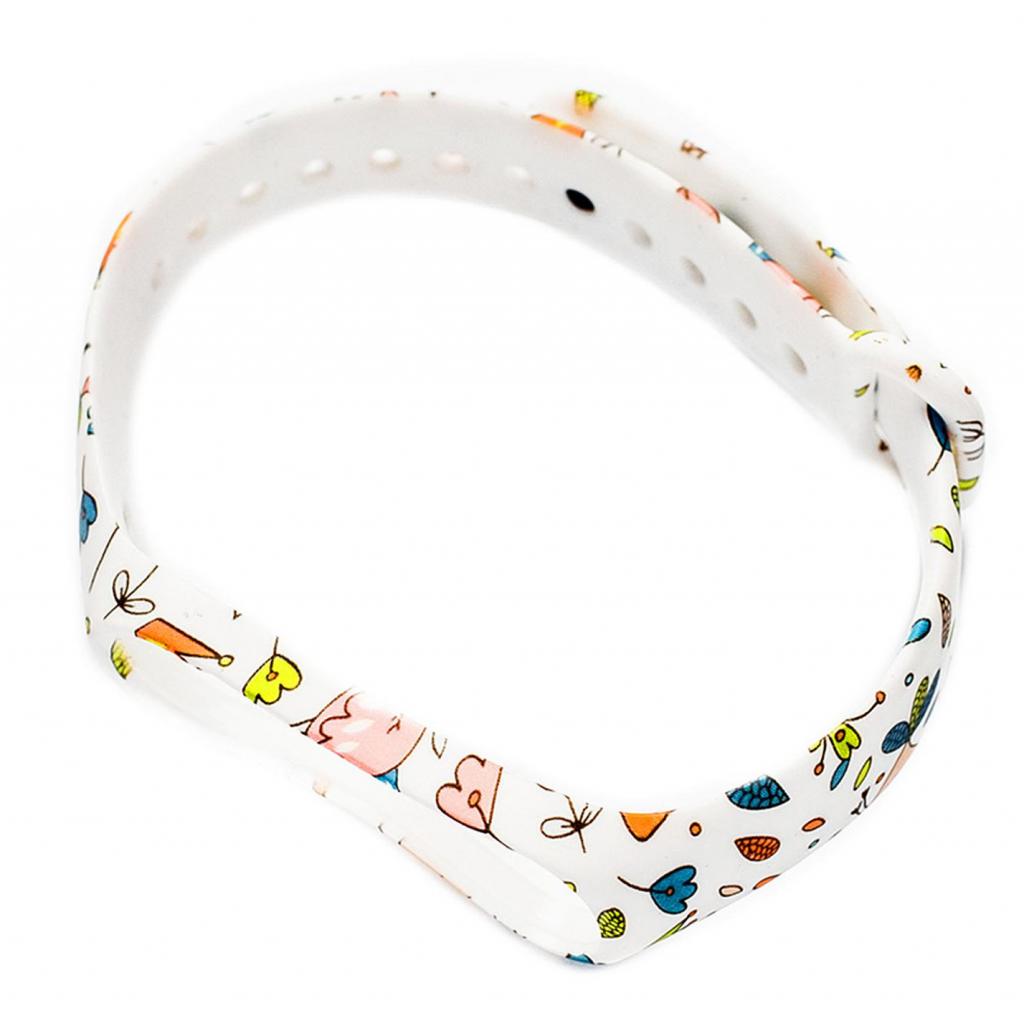 Ремінець до фітнес браслета XoKo Silicone для Xiaomi Mi Band 3/4 Flowers White (XK-XM-SL-WT) - зображення 1
