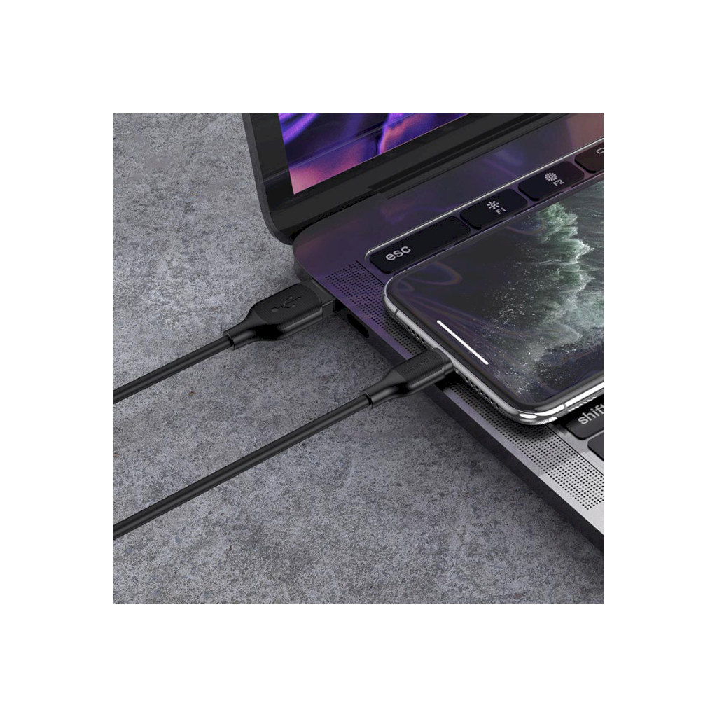 Дата кабель USB 2.0 AM to Lightning 1.0m 2.4A silicone BX42 black BOROFONE (6931474736727) - зображення 5