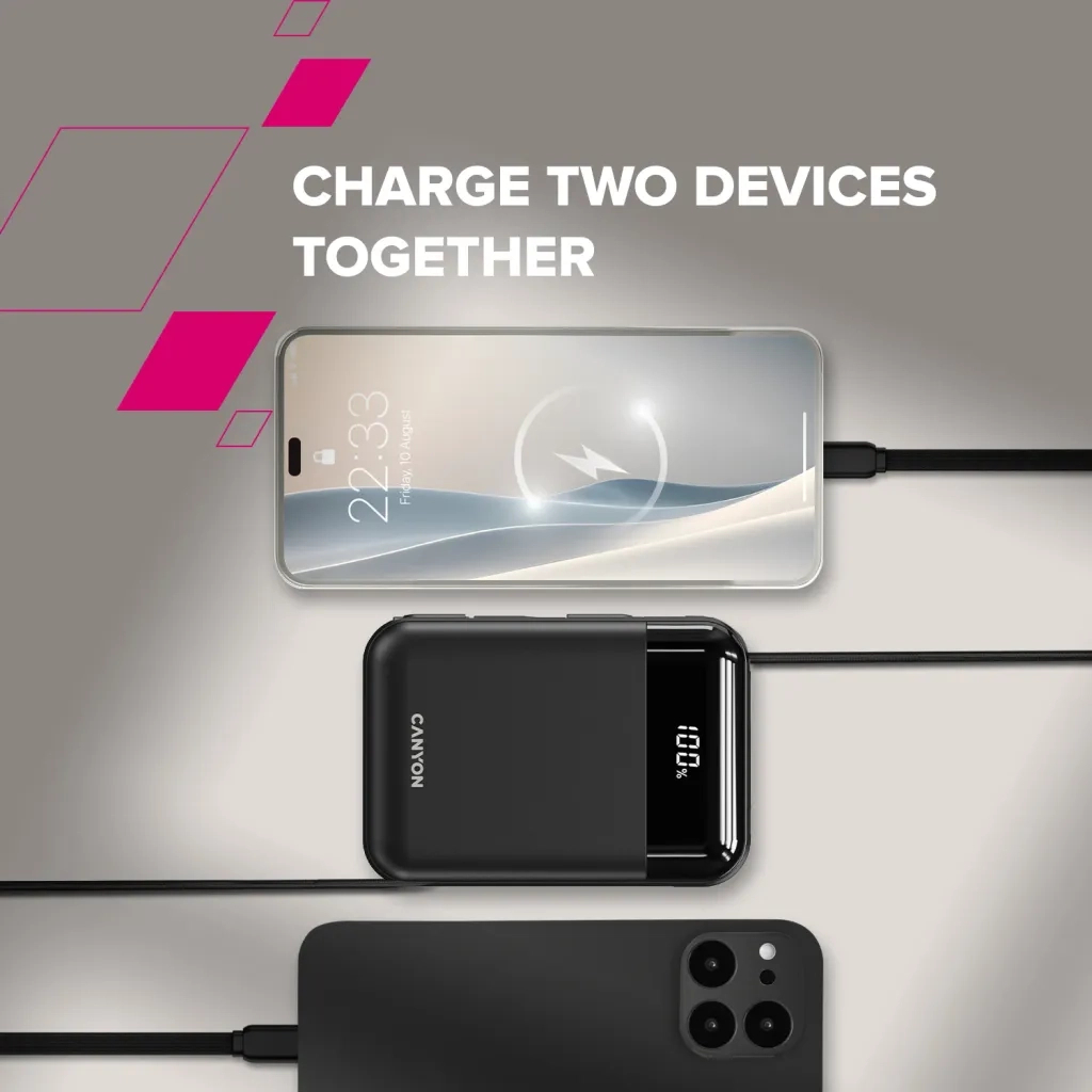 Батарея універсальна Canyon 10000mAh OnPower 104 PD/20W, QC/22.5W built-in cable Black (CNS-CPB104B) - изображение 10