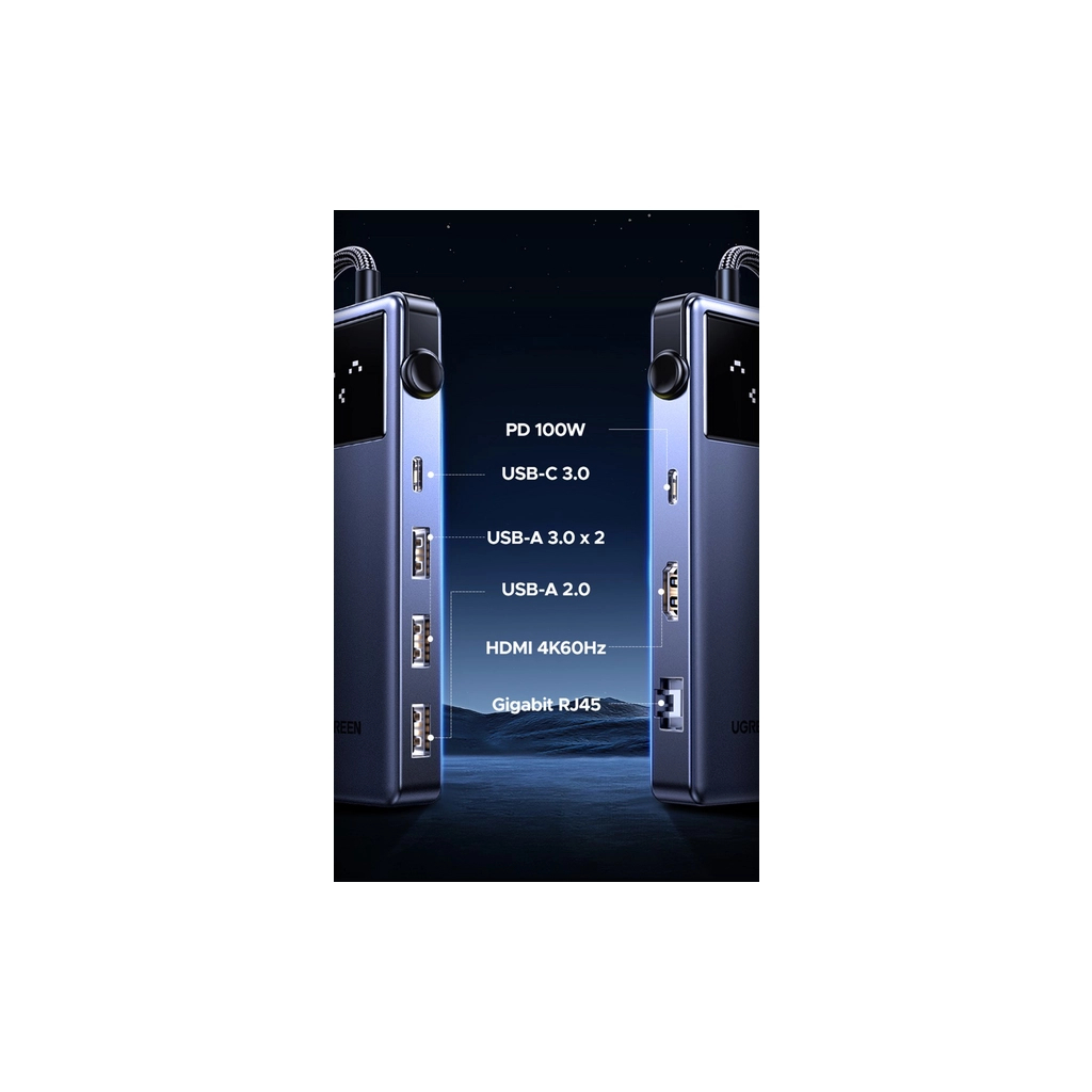 Концентратор Ugreen USB-C 7-in-1 3xUSB + 1xUSB-C + HDMI + RJ45 + PD 100W CM888 gray (45155) - зображення 6