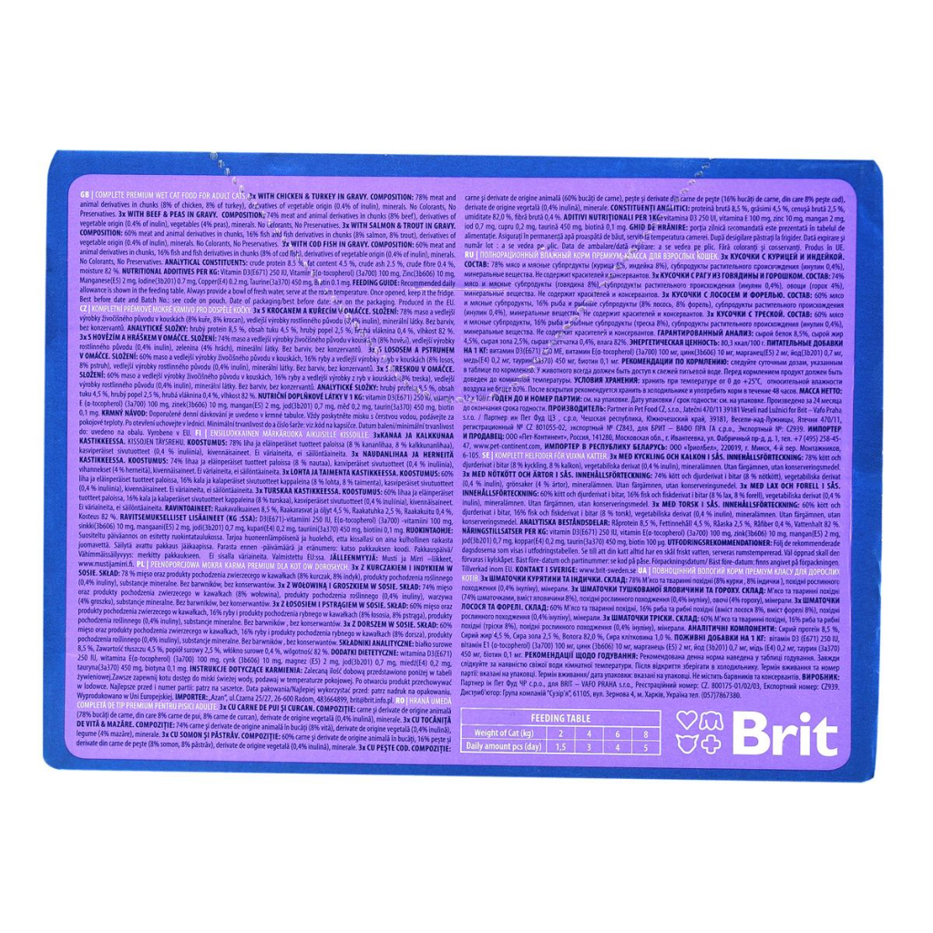 Вологий корм для кішок Brit Premium Cat сімейна тарілка асорті 4 смаки 100 г х 12 шт (8595602506255) - зображення 4