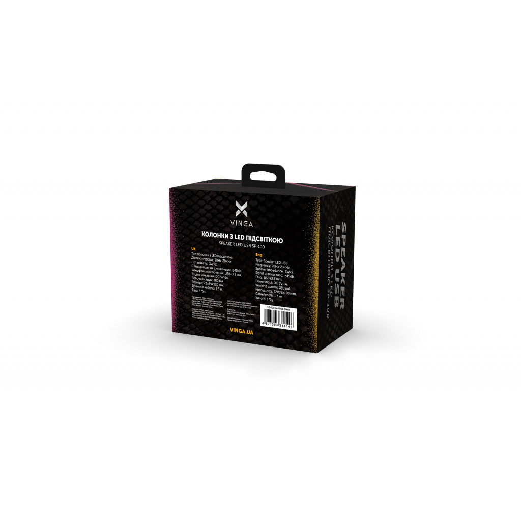 Акустична система Vinga SP-100 LED USB Black - зображення 5