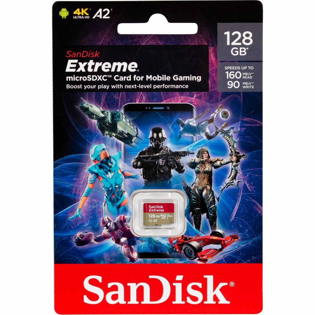 Карта пам'яті SanDisk 128GB microSD class 10 UHS-I U3 V30 A2 Extreme Mobile Gaming (SDSQXA1-128G-GN6GN) - зображення 2