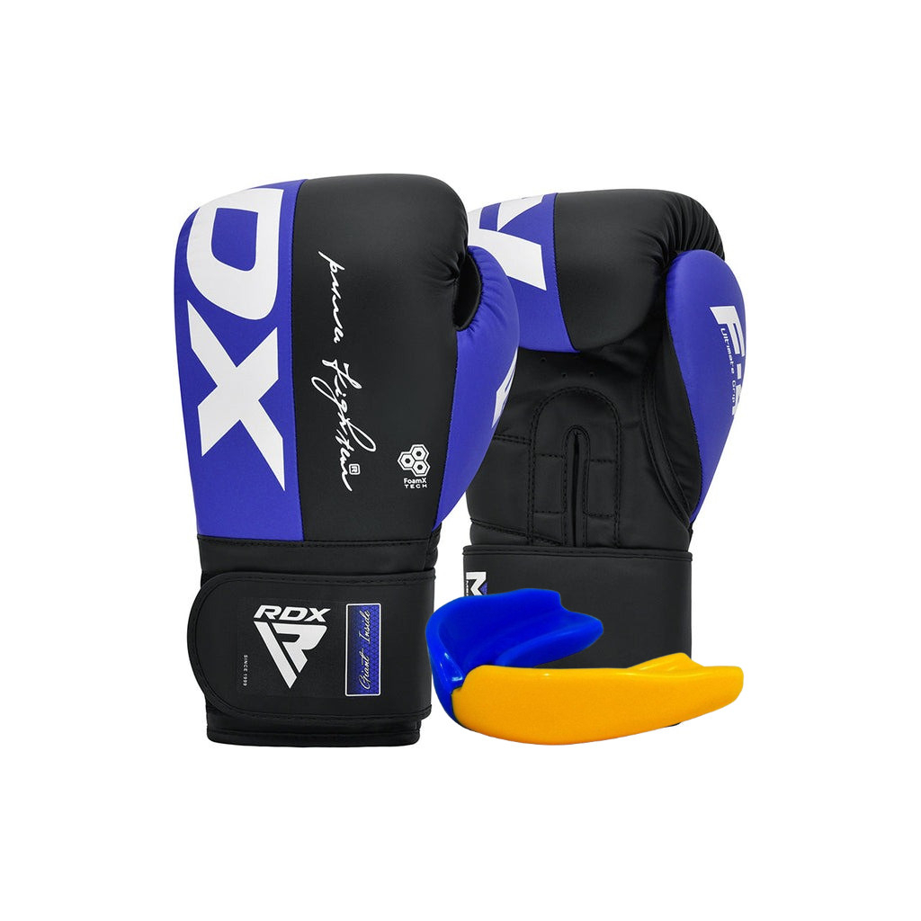 Боксерські рукавички RDX F4 Boxing Sparring Gloves Hook & Loop Blue/Black 14 унцій (BGR-F4U-14OZ) - зображення 1