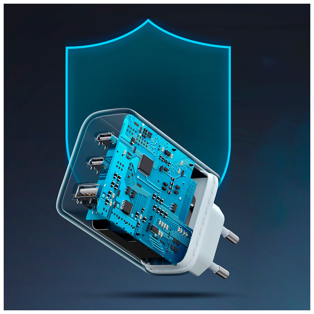 Зарядний пристрій Ugreen 3xUSB 65W (2xType-C+USB QC3.0) Fast Charger White CD275 (90496) - зображення 4