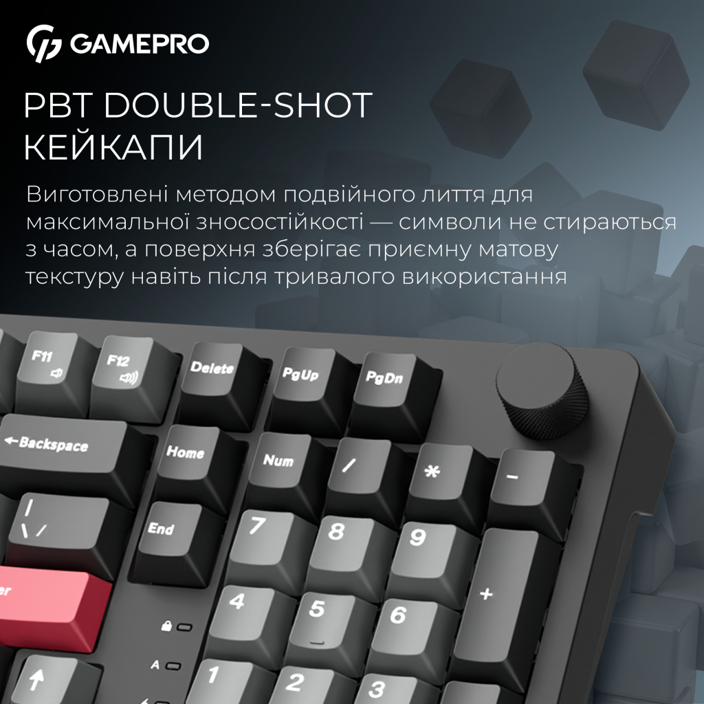 Клавіатура GamePro Asgard Drakkar Keychron Super Red Switch Wireless/Bluetooth/USB UA Black (MK305BK) - изображение 13