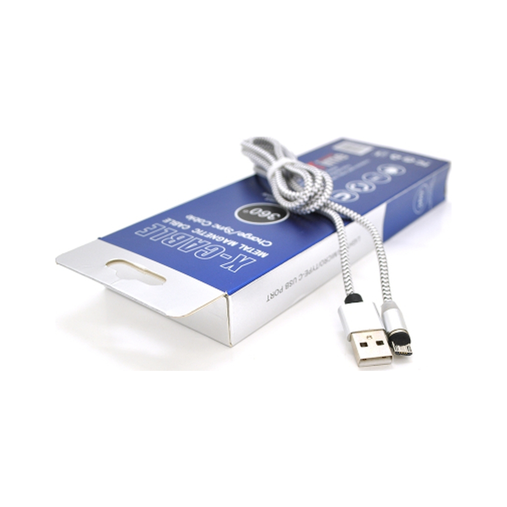 Дата кабель USB 2.0 to Lightning 1.0m 2A magnetic nylon silver PiPo (18168) - зображення 5
