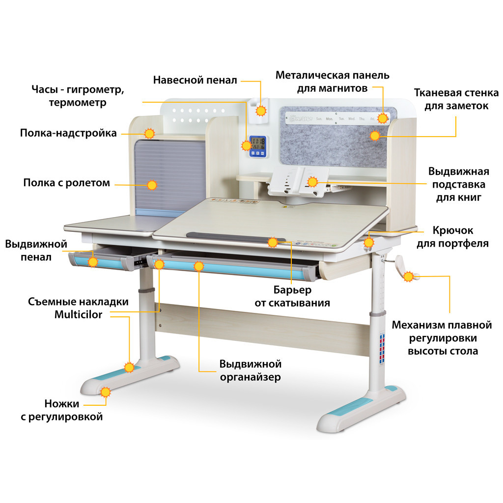 Парта Mealux Winnipeg Multicolor Gray (BD-630 MG + G Multicolor) - зображення 4