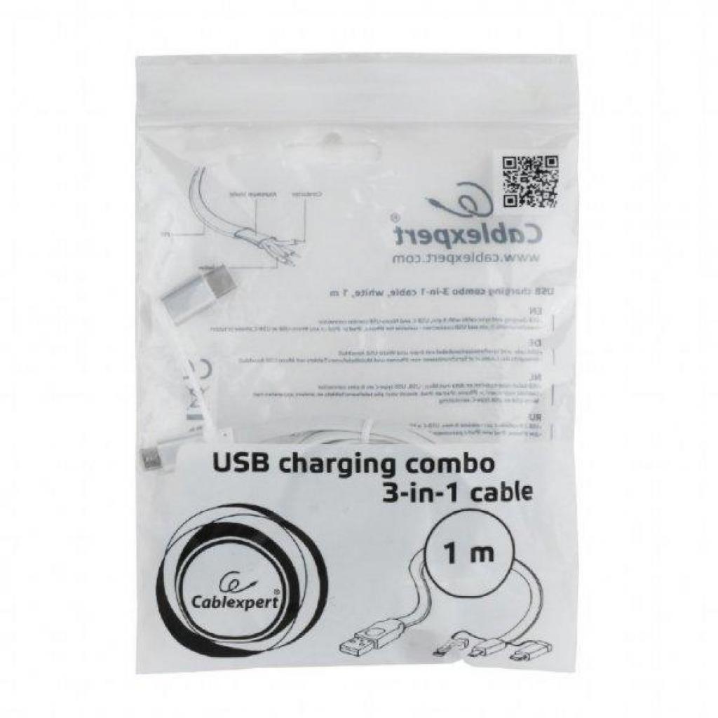Дата кабель USB 2.0 AM to Lightning + Micro 5P + USB-C 1.0m Cablexpert (CC-USB2-AMLM32-1M-W) - зображення 6