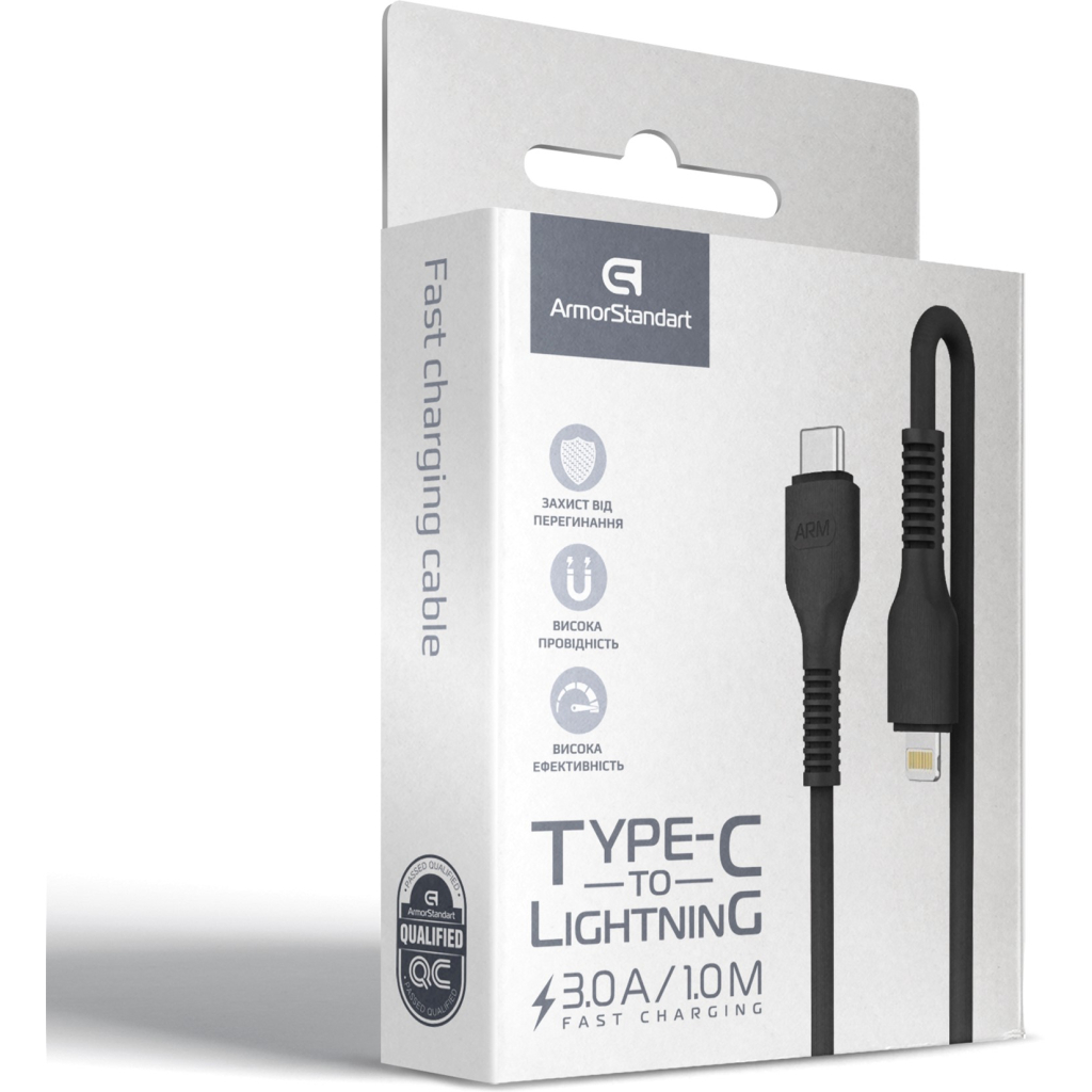 Дата кабель USB-C to Lightning 1.0m AR88 3A Black Armorstandart (ARM65287) - зображення 4