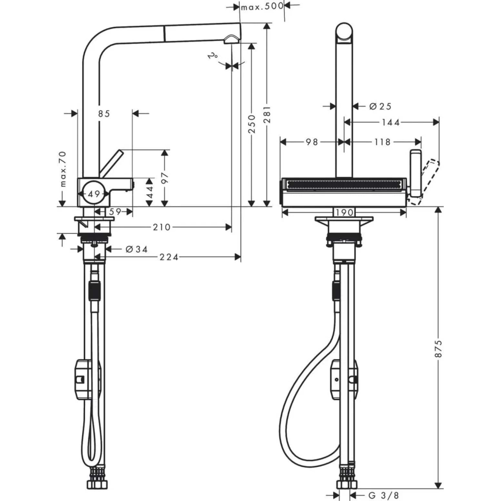 Змішувач Hansgrohe Aquno Select M81 , 21 см, чорний матовий (73836670) - зображення 4