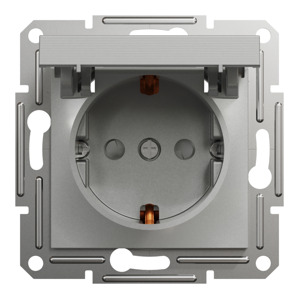 Розетка Schneider Electric ASFORA з кришкою, алюміній (EPH3100161) - изображение 1