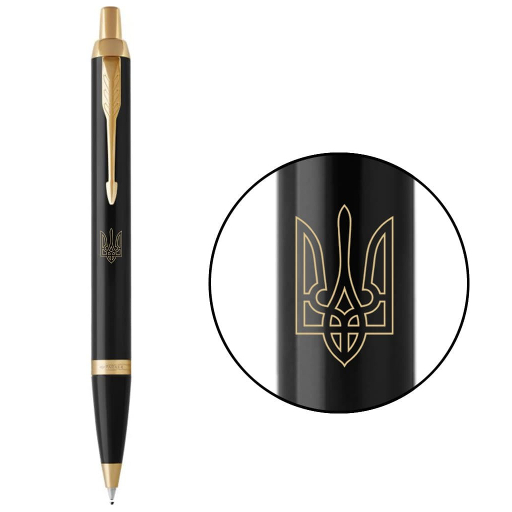 Ручка кулькова Parker IM 17 UKRAINE Black GT BP Тризуб прозорий (22032_T010y) - зображення 1
