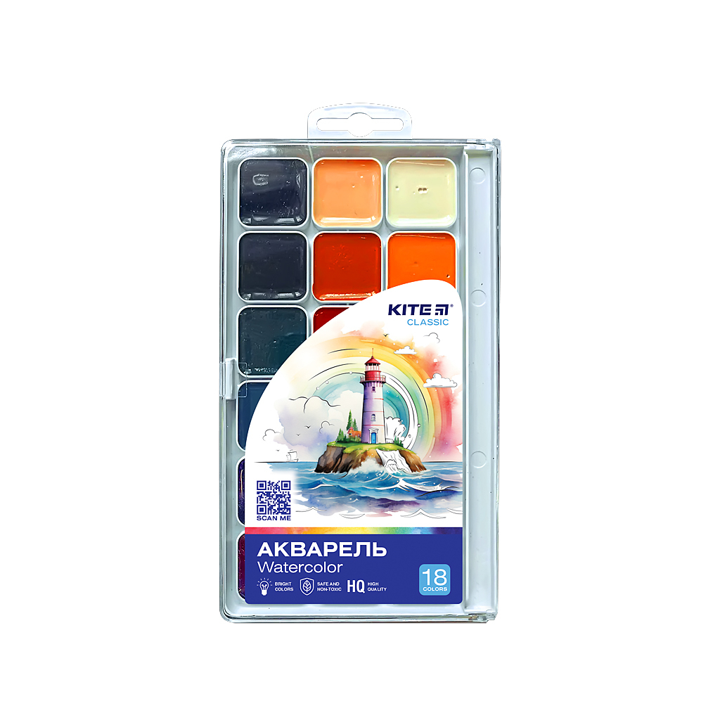 Акварельні фарби Kite Classic , 18 кольорів (K-066) - изображение 1