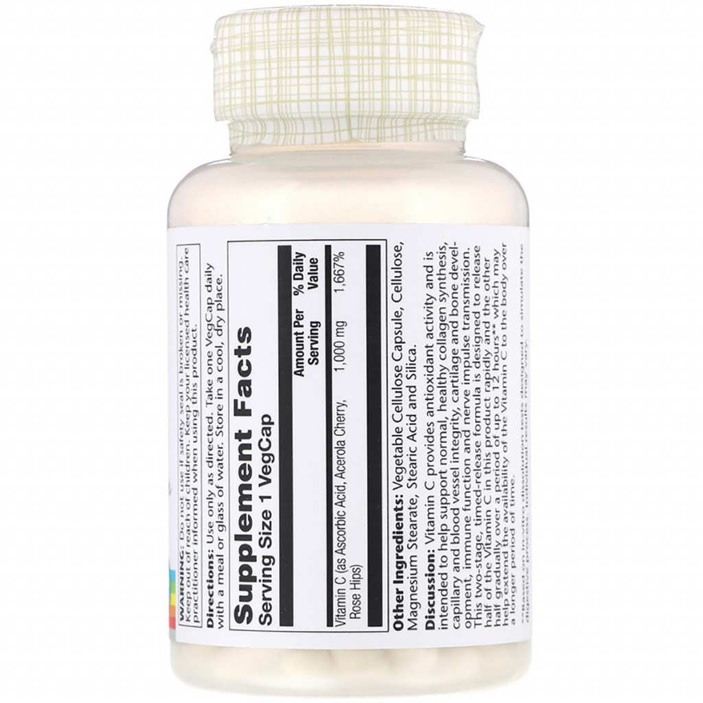 Вітамін Solaray Вітамін С двофазним Вивільнення, Vitamin C, 1000 мг, 100 ка (SOR-04450) - зображення 2