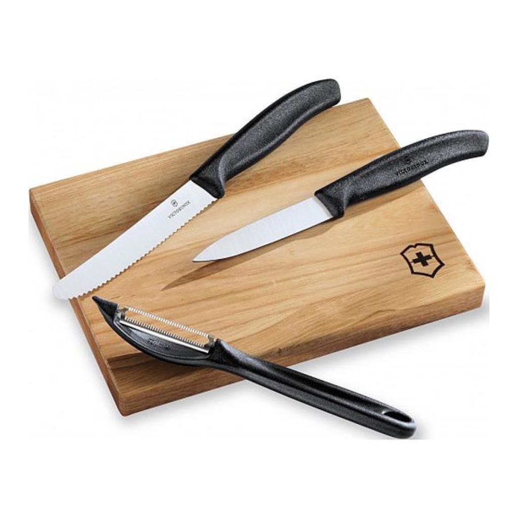Набір ножів Victorinox SwissClassic з 3 предметів Чорний з овочечисткою (6.7113.31) - зображення 2