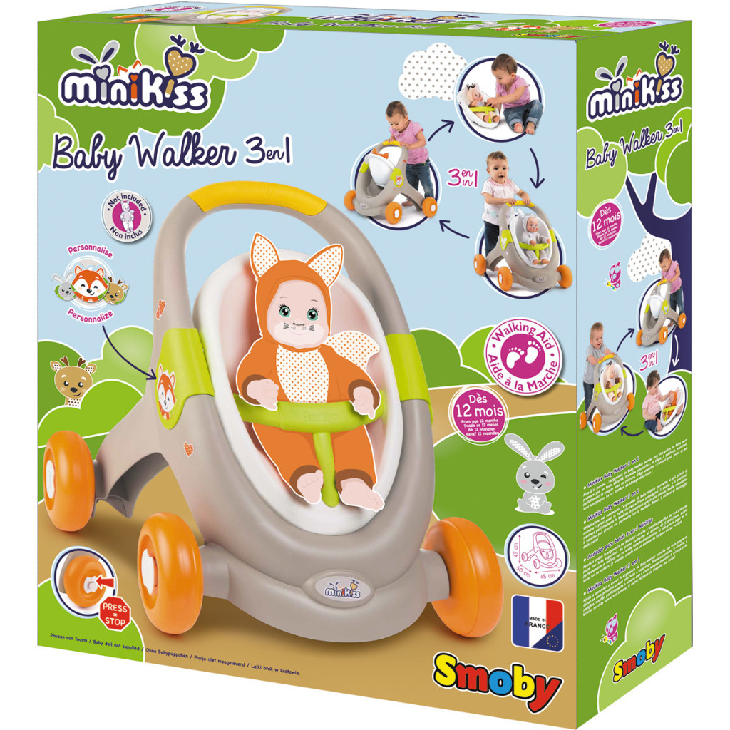 Коляска для ляльок Smoby Mini Kiss 3в1 Веселі тварини (210206) - зображення 12