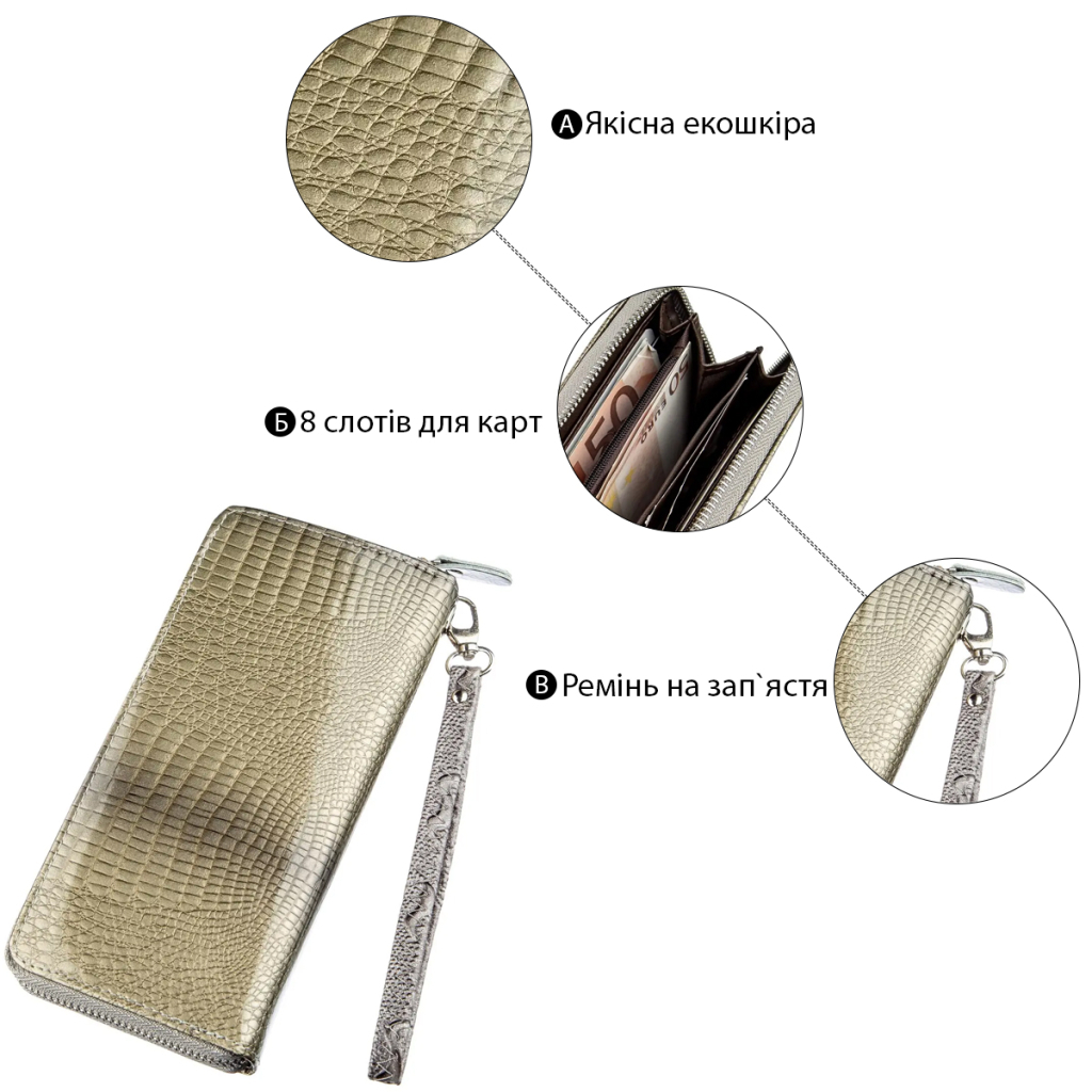 Гаманець Kivi З екошкіри Сірий (19033) - зображення 5