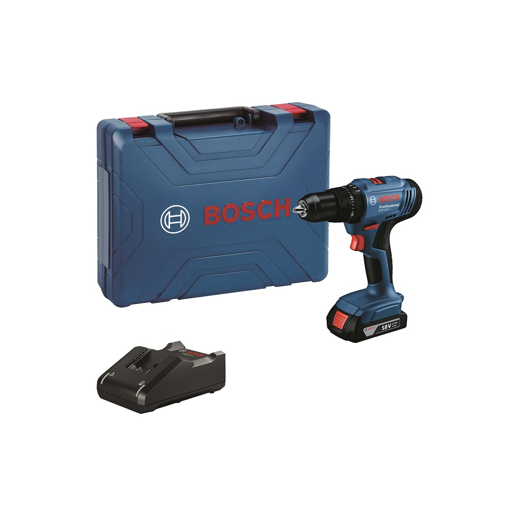 Шуруповерт Bosch GSB 183-LI 18V, 1х2Ah, 21-56Нм, 374-1815 об/хв, кейс, 1.2кг (0.601.9K9.101) - изображение 1