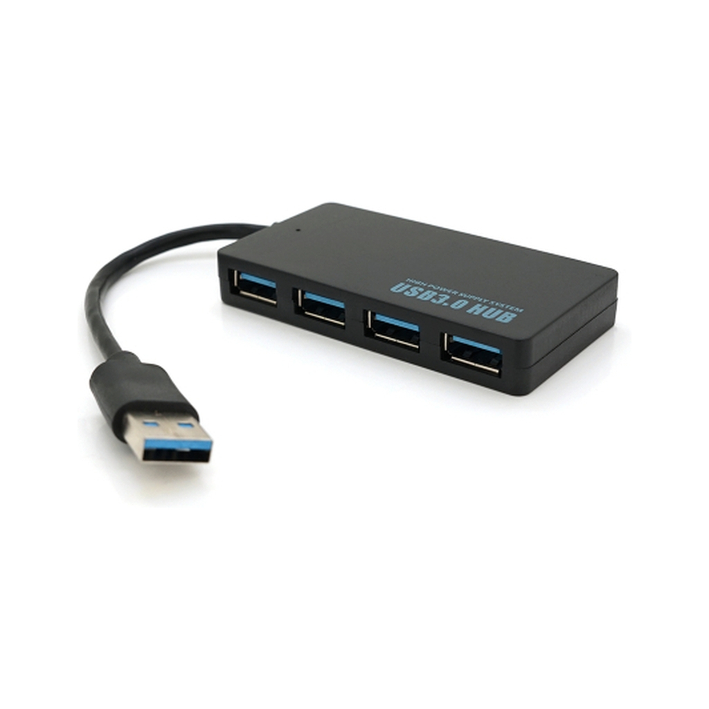 Концентратор Voltronic USB 3.0 to 4xUSB 0.14m flat black (YT-3HF4/2TB) - зображення 1