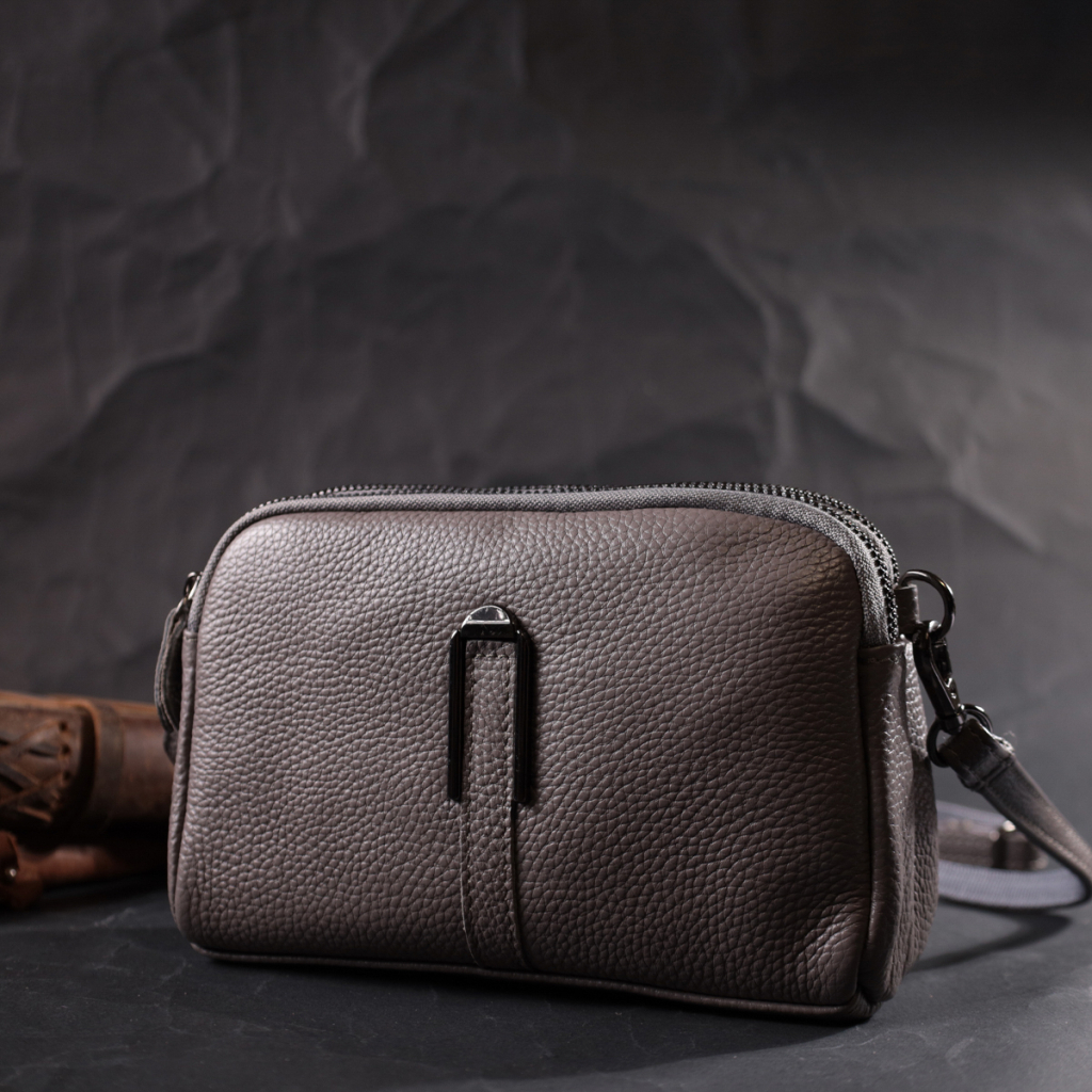 Сумка Vintage З натуральної шкіри Сіра (22278) - зображення 9