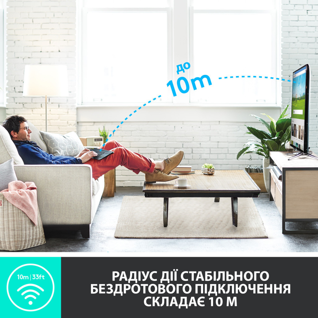 Клавіатура Logitech K400 Plus Touch Wireless UA Black (920-007145) - зображення 3