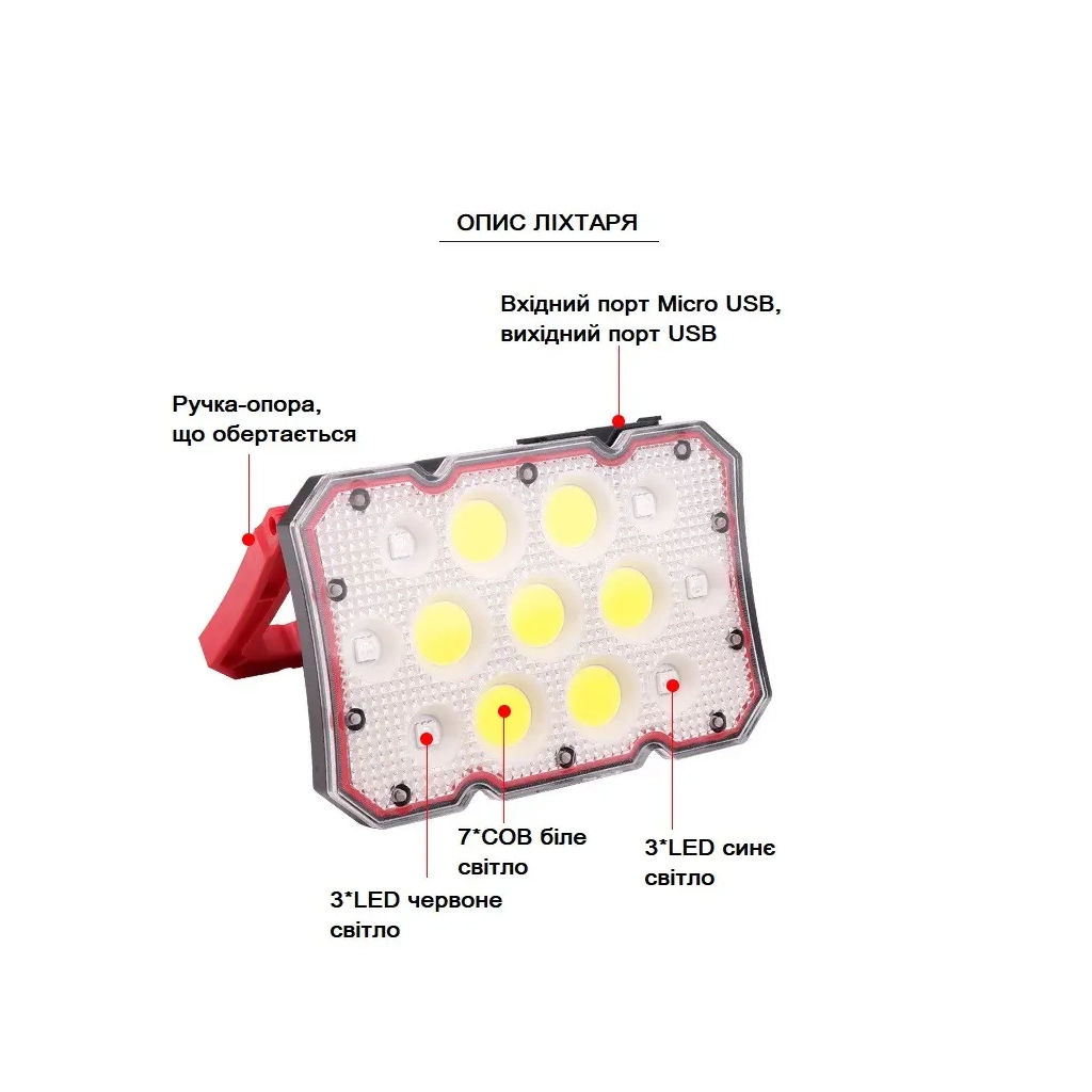 Ліхтар Quantum worklight Worker 15W COB+LED з функ Power Bank (QM-FL2030) - зображення 2