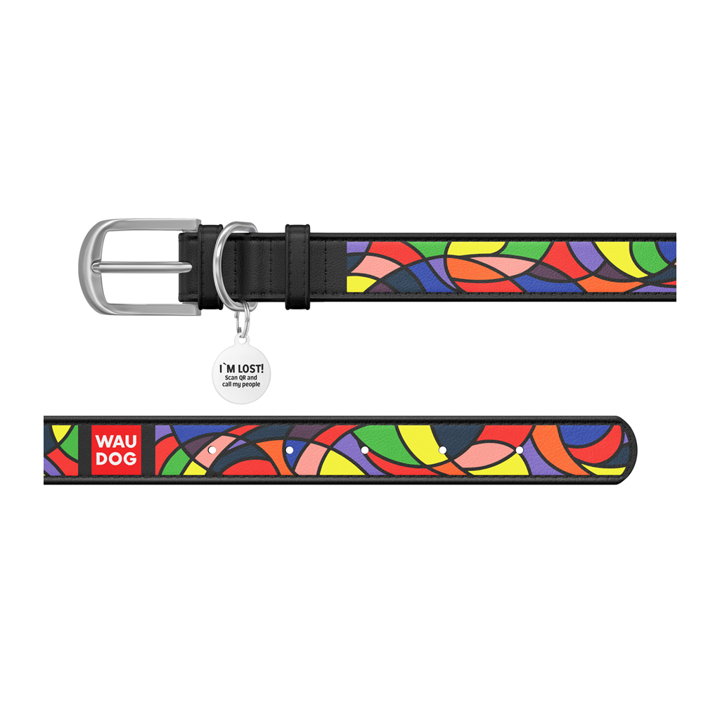 Нашийник для тварин WAUDOG Design з QR паспортом "Вінтаж" XL Ш 35 мм Д 46-60 см чорний (36671) - зображення 3