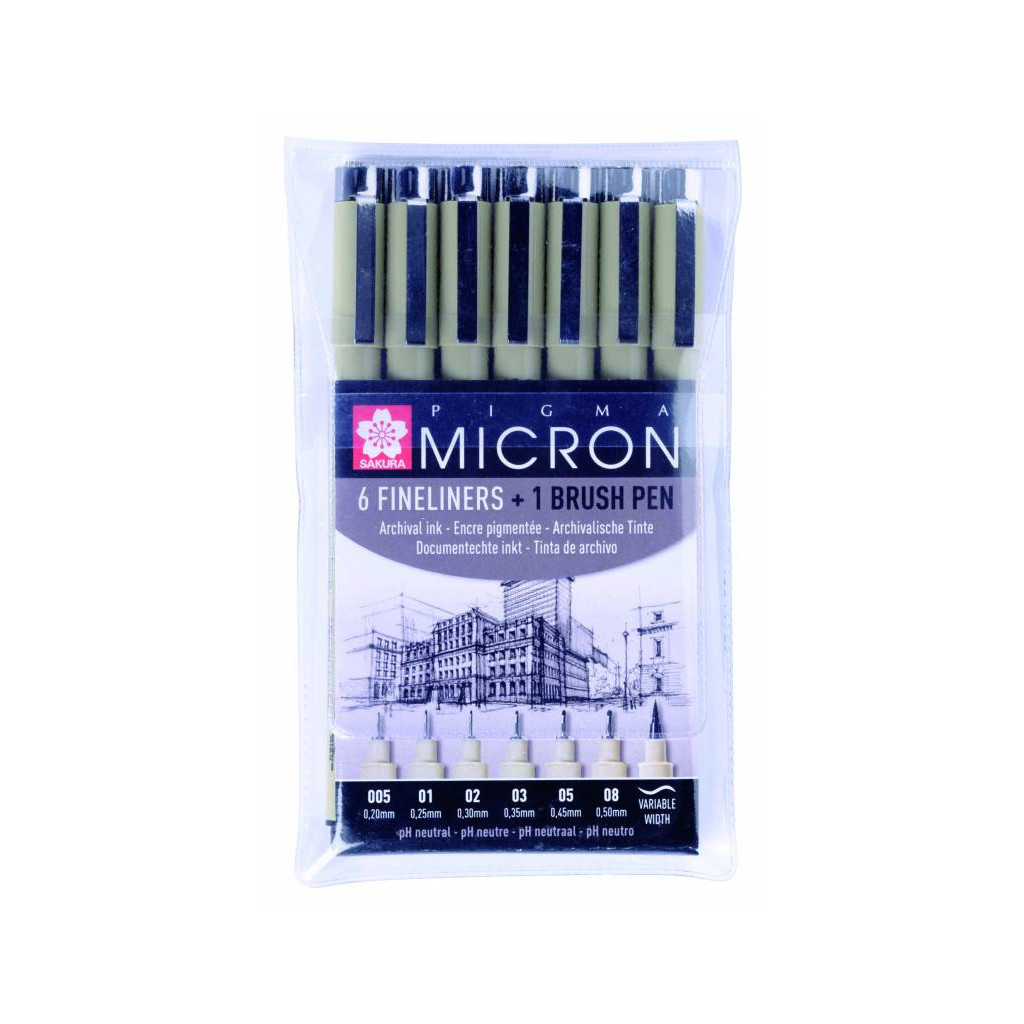 Лайнер Sakura Набір Pigma Micron 6 шт, + Pigma Brush + PIGMA Micron PN в подарунок (8712079397975) - зображення 2