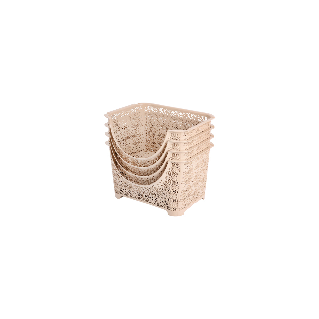 Кошик для зберігання Violet House 0409 Ажур Cappuccino 4 шт. (0409 Ажур CAPPUCHINO Набір 4 шт) - зображення 4