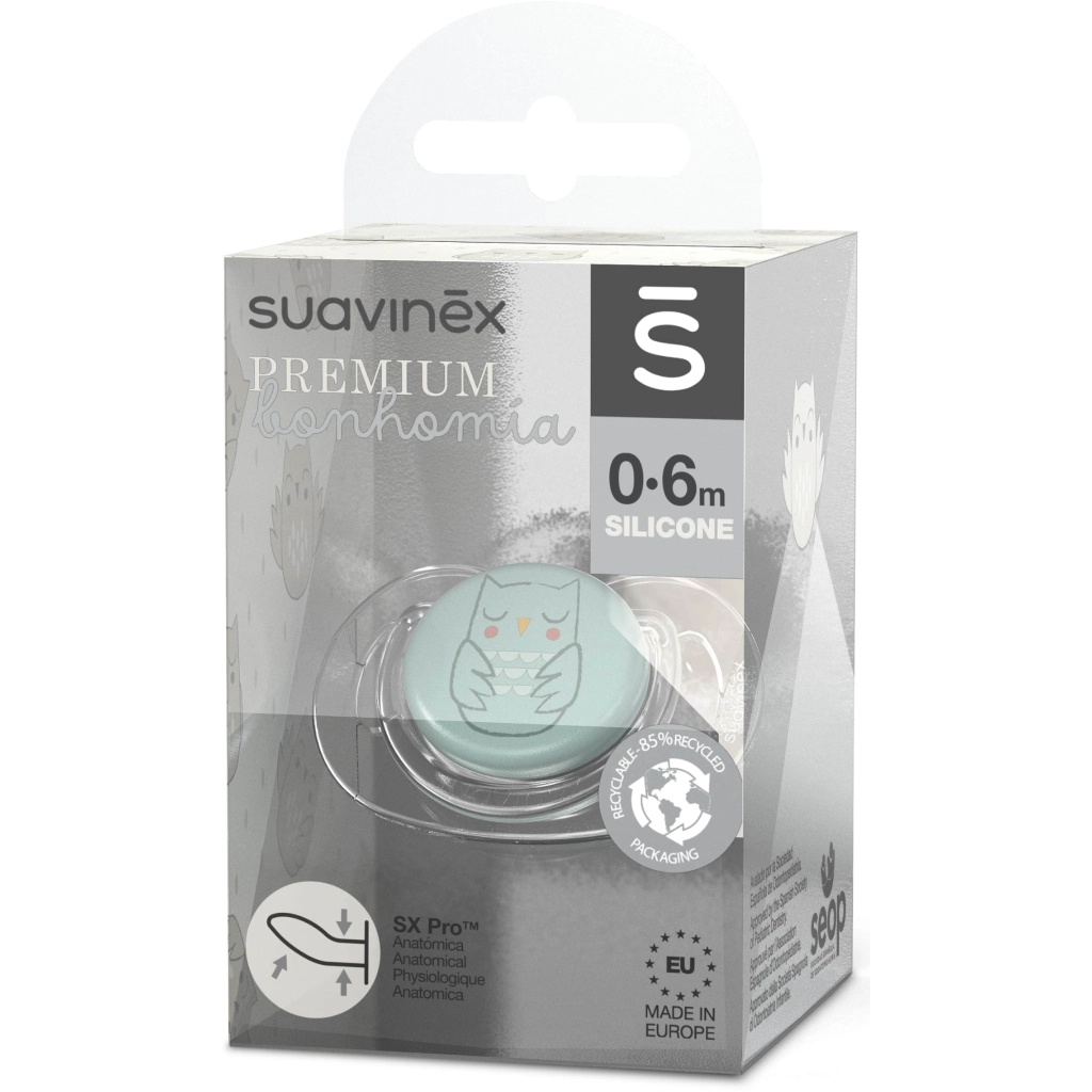 Пустушка Suavinex Bonhomia анотомічна, 0-6 місяців, зелена (307763) - зображення 3