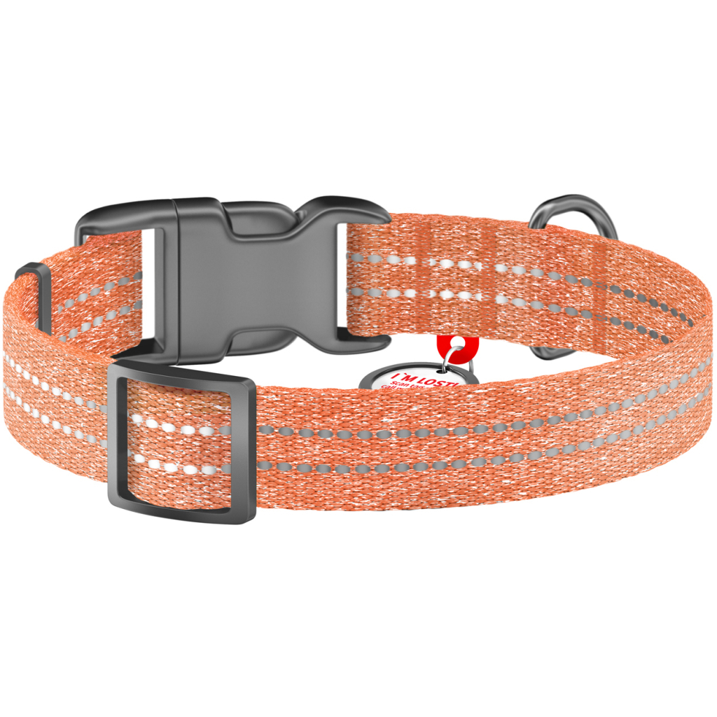 Нашийник для тварин WAUDOG Re-cotton з QR паспортом світловідбивний Ш 25 мм Д 33-49 см помаранчевий (02924) - зображення 2