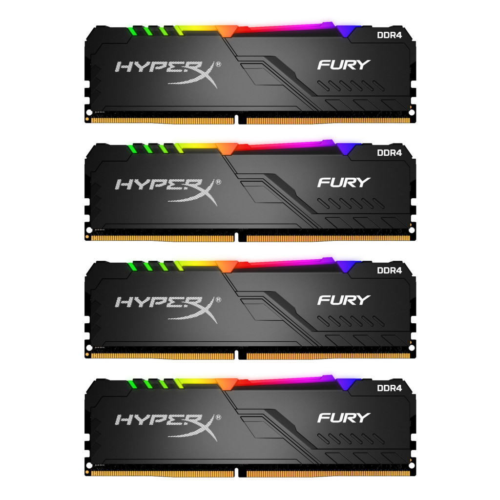 Модуль пам'яті для комп'ютера DDR4 32GB (4x8GB) 3600 MHz HyperX Fury RGB Kingston Fury (ex.HyperX) (HX436C17FB3AK4/32) - зображення 1