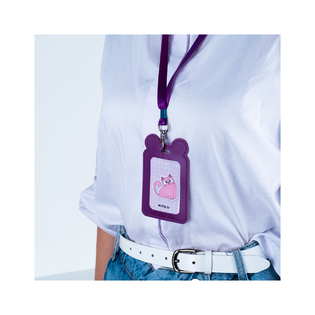Бейдж Kite вертикальний на шнурку, фіолетовий (K24-296-1) - изображение 7