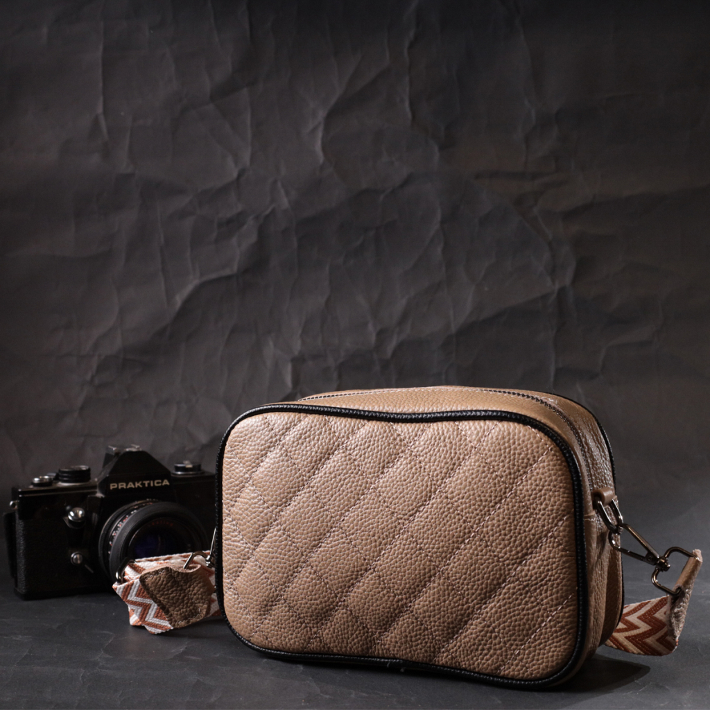 Сумка Vintage Шкіряна жіноча через плече на одне відділення Бежева (22386) - зображення 8