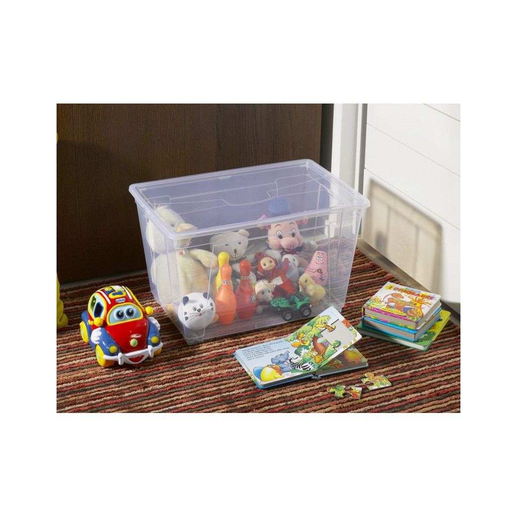 Контейнер для зберігання DEA home Easy прямокутний на колесах Прозорий 60 л (20082) - зображення 3