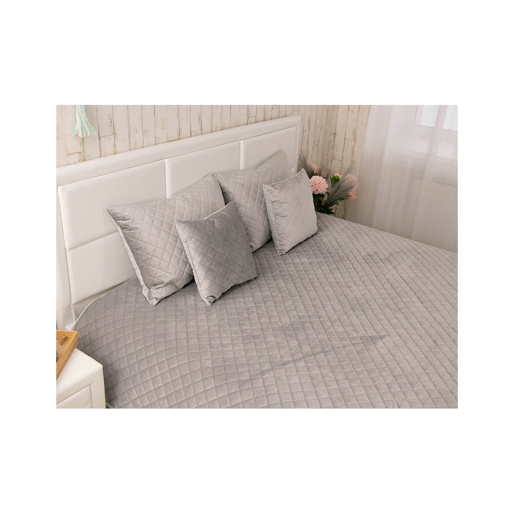 Покривало Руно двостороннє декоративне Velour Grey ромб 220х240 см (330.55_Grey ромб) - зображення 2