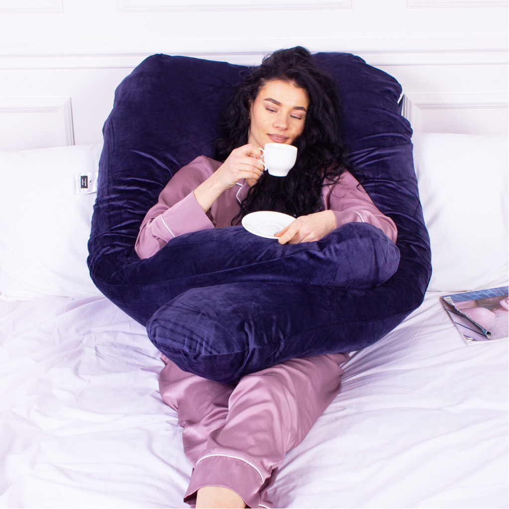 Подушка MirSon для вагітних та відпочинку Velvet Line №8020 U-подібна Navy blue (2200006178521) - изображение 7