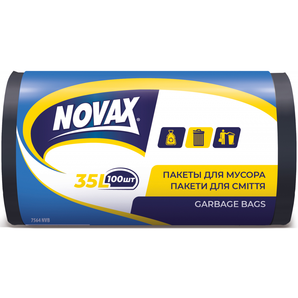Пакети для сміття Novax чорні 35 л 100 шт. (4823058317564) - зображення 1