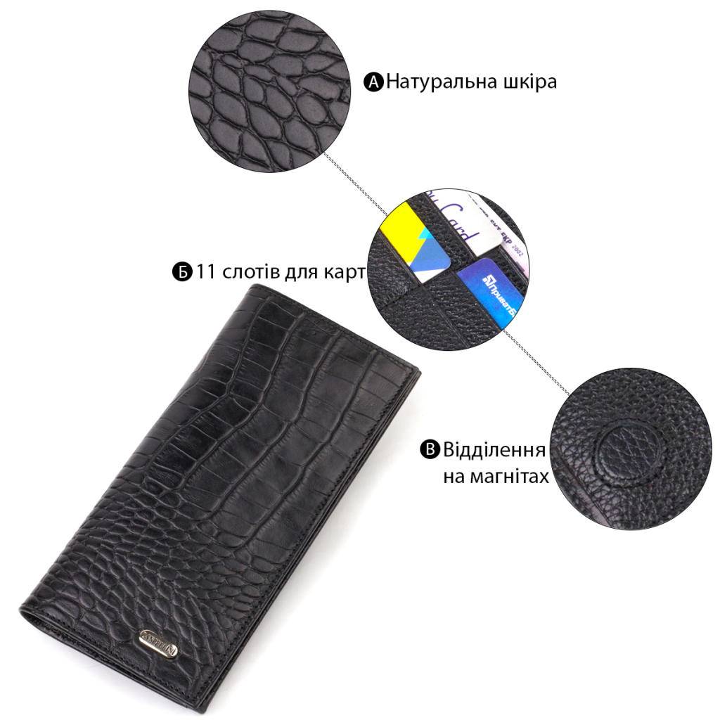 Гаманець Canpellini З натуральної шкіри Чорний (21896) - зображення 4