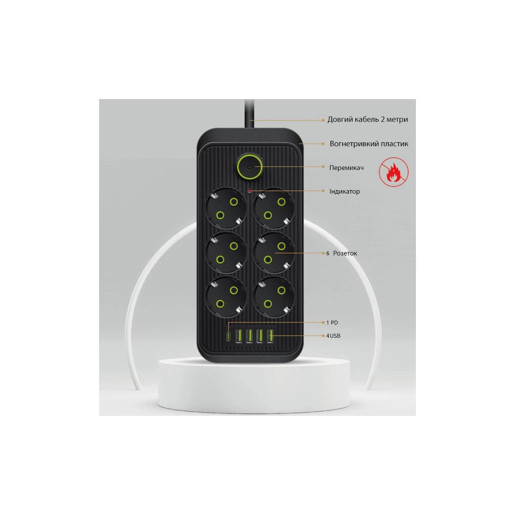 Мережевий фільтр живлення XoKo XК-SP6-4-1-BK - зображення 4