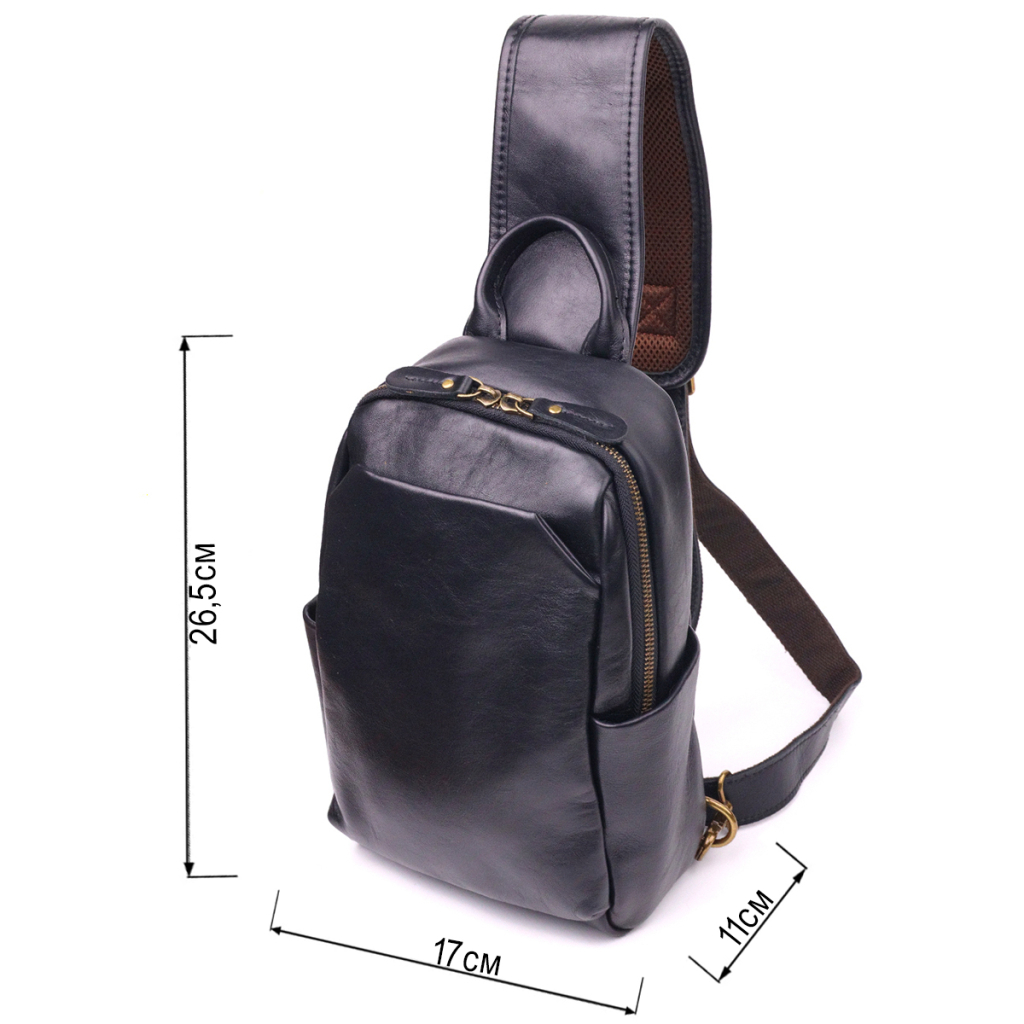 Сумка Vintage Чоловіча через плече з натуральної гладкої шкіри Чорна (21286) - зображення 3