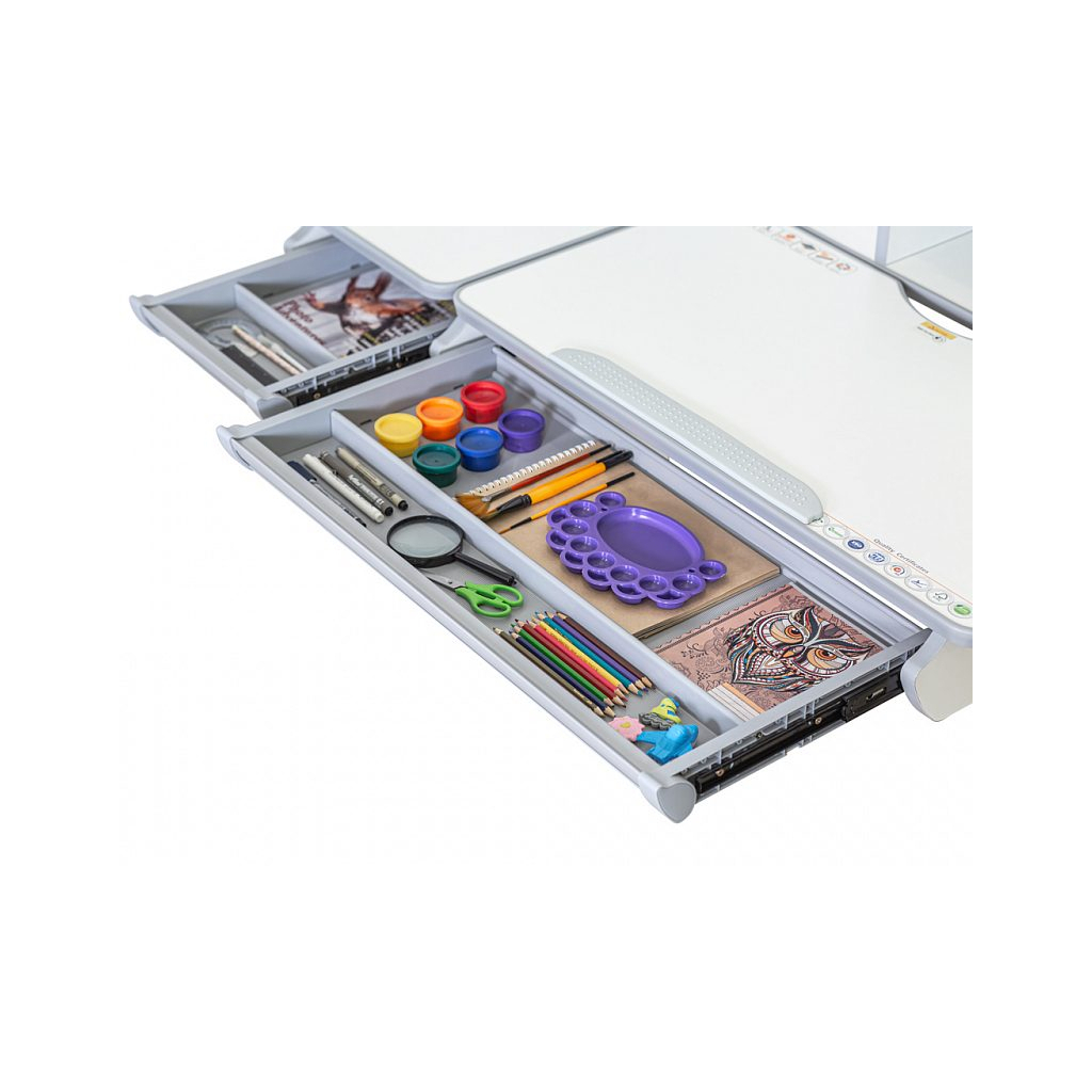 Парта Mealux Hamilton Multicolor Grey (BD-680 W/G MC+G з полицею) - зображення 5