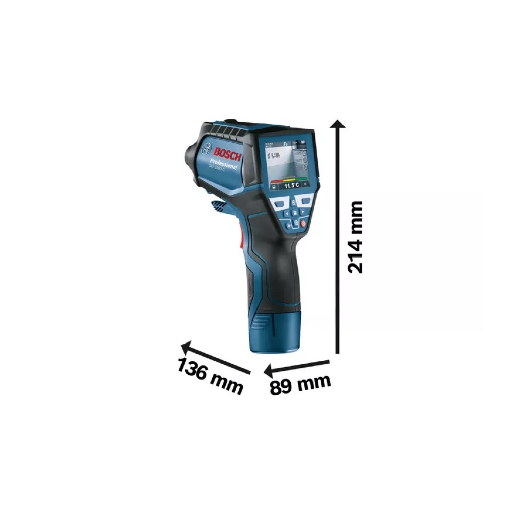 Пірометр Bosch Professional GIS 1000C, -40град. до +1000град., .0.2град., IP54, 0.54кг, кейс (0.601.083.301) - зображення 3